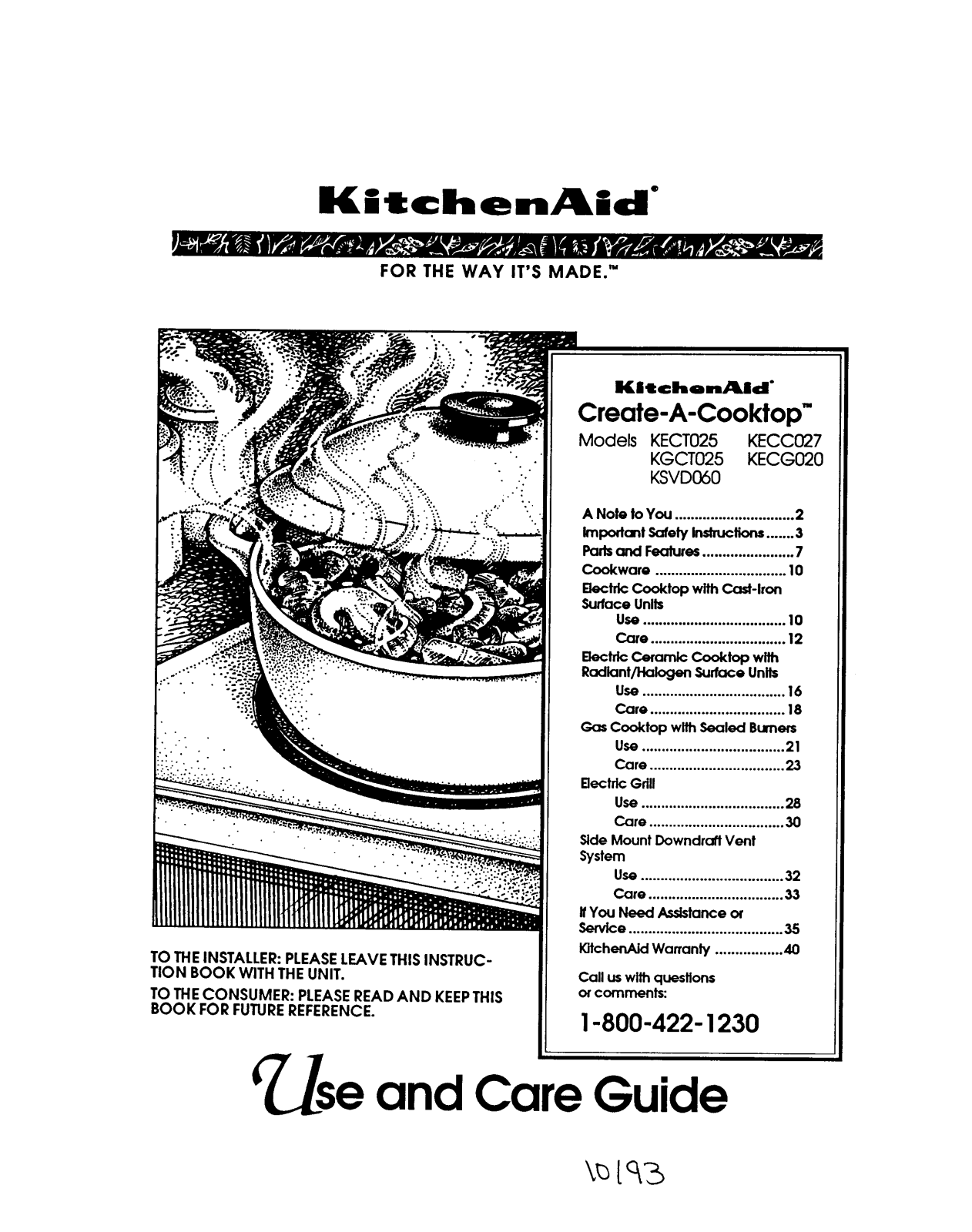 KitchenAid KECC027, KGCT025, KECG020, KSVD060 Owner's Manual