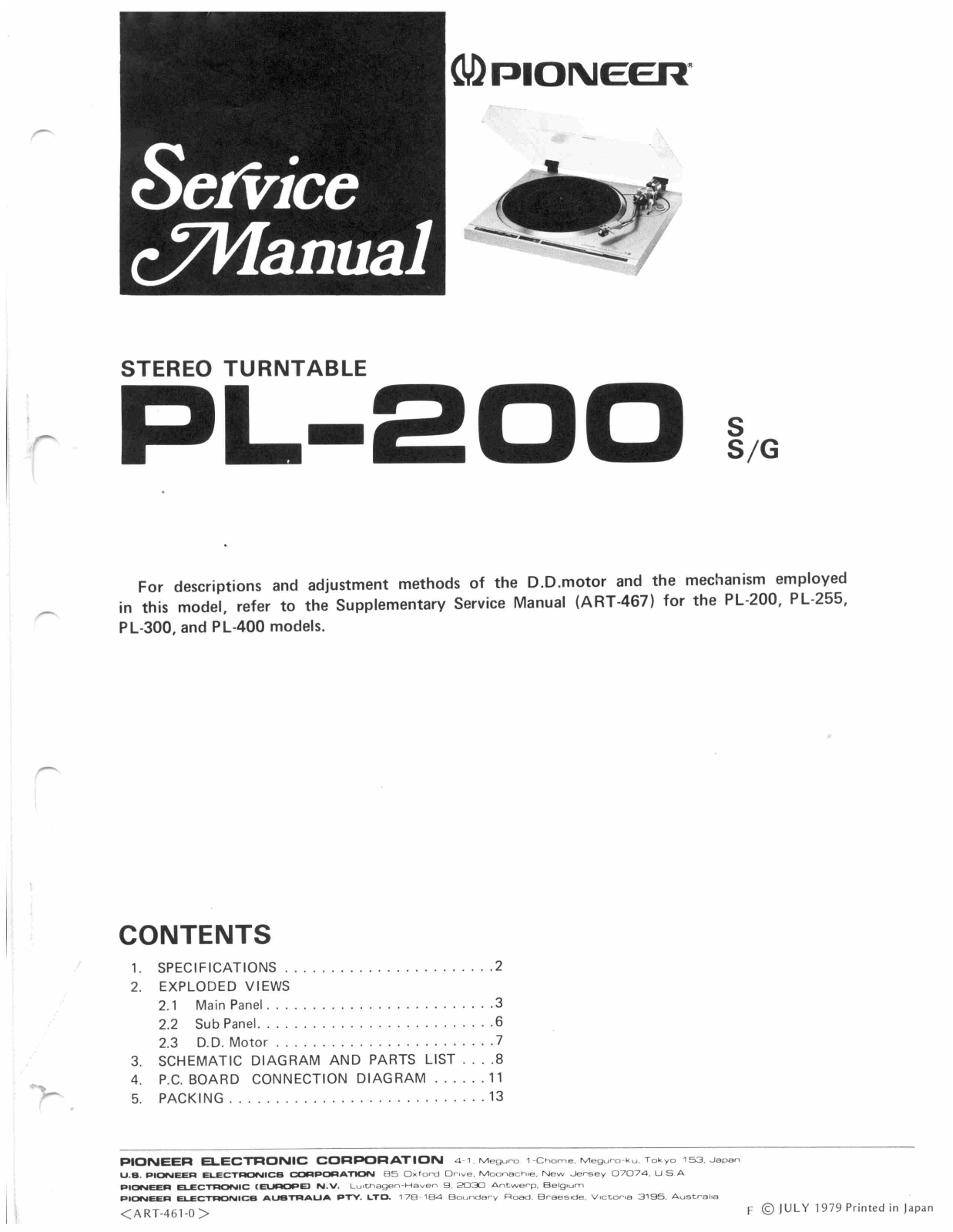 PIONEER pl 200 Service Manual