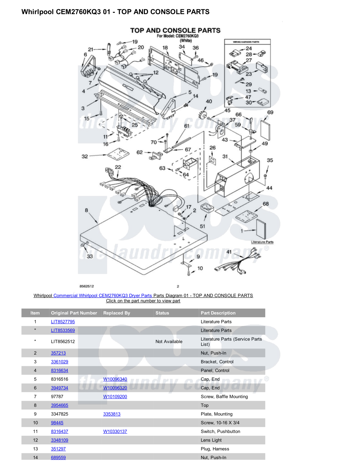 Whirlpool CEM2760KQ3 Parts Diagram