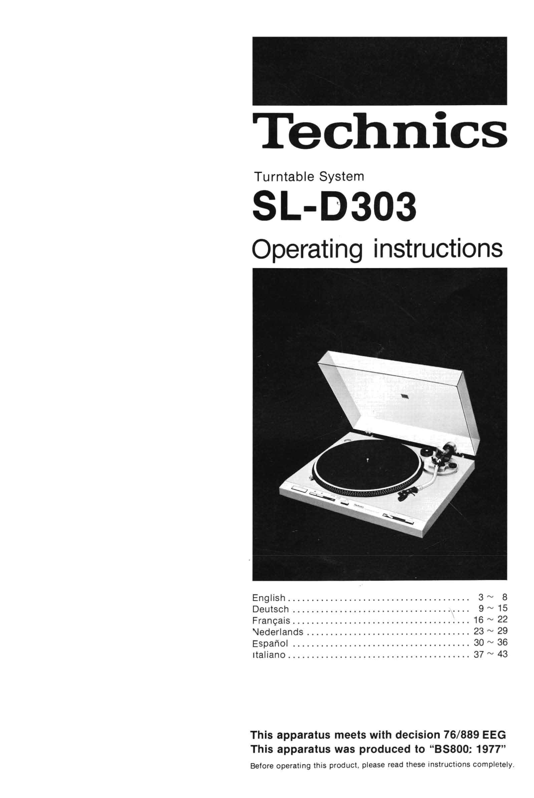 Technics SL-D-303 Owners Manual