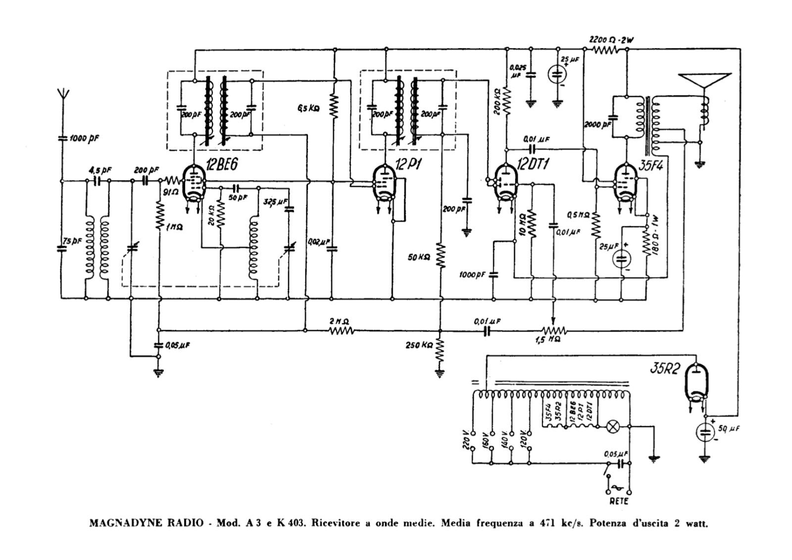 Magnadyne a3, k403 schematic