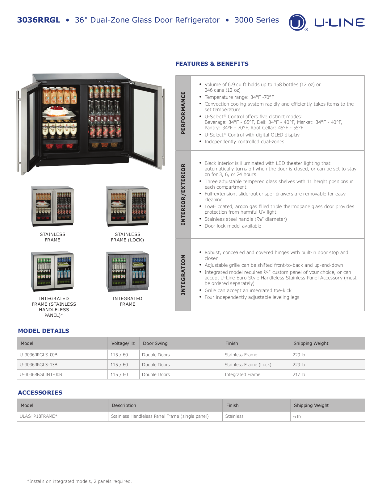 u-line 3036RRGL User Manual