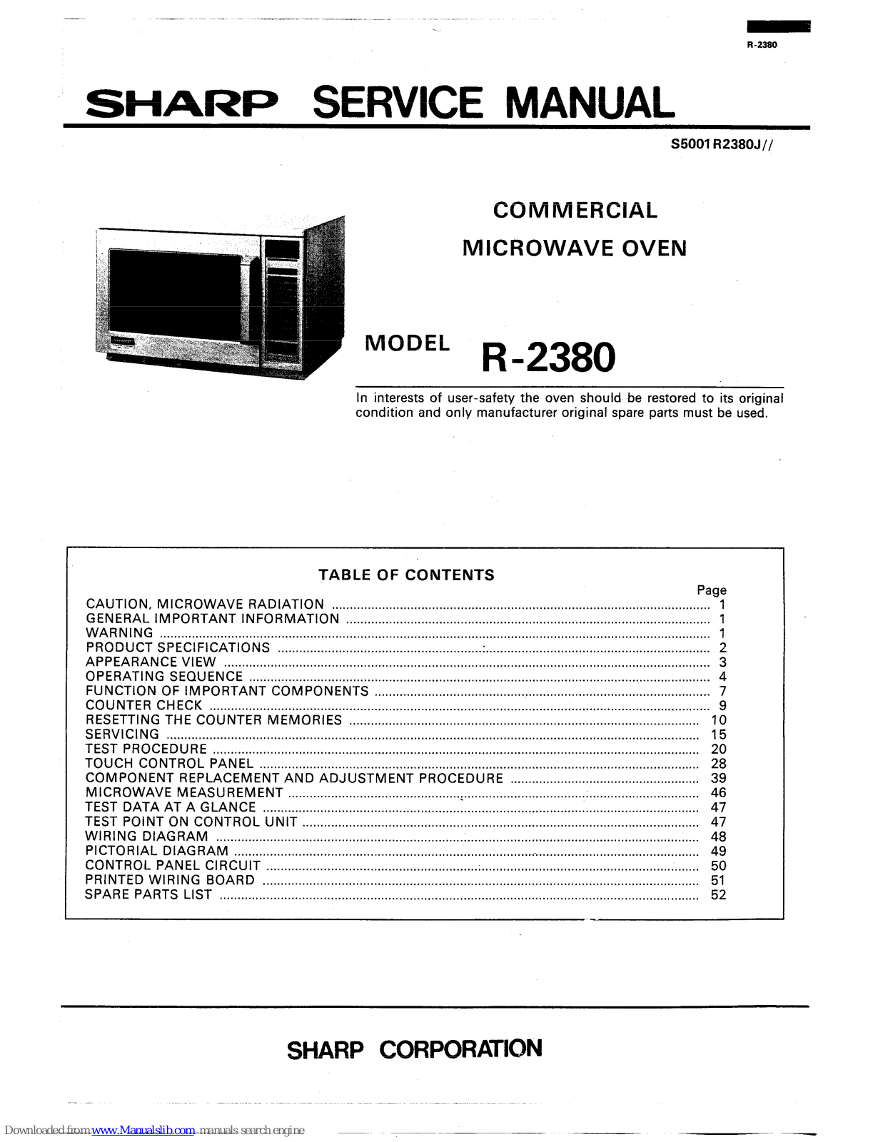 Sharp R-2380 Service Manual - ManualMachine.com
