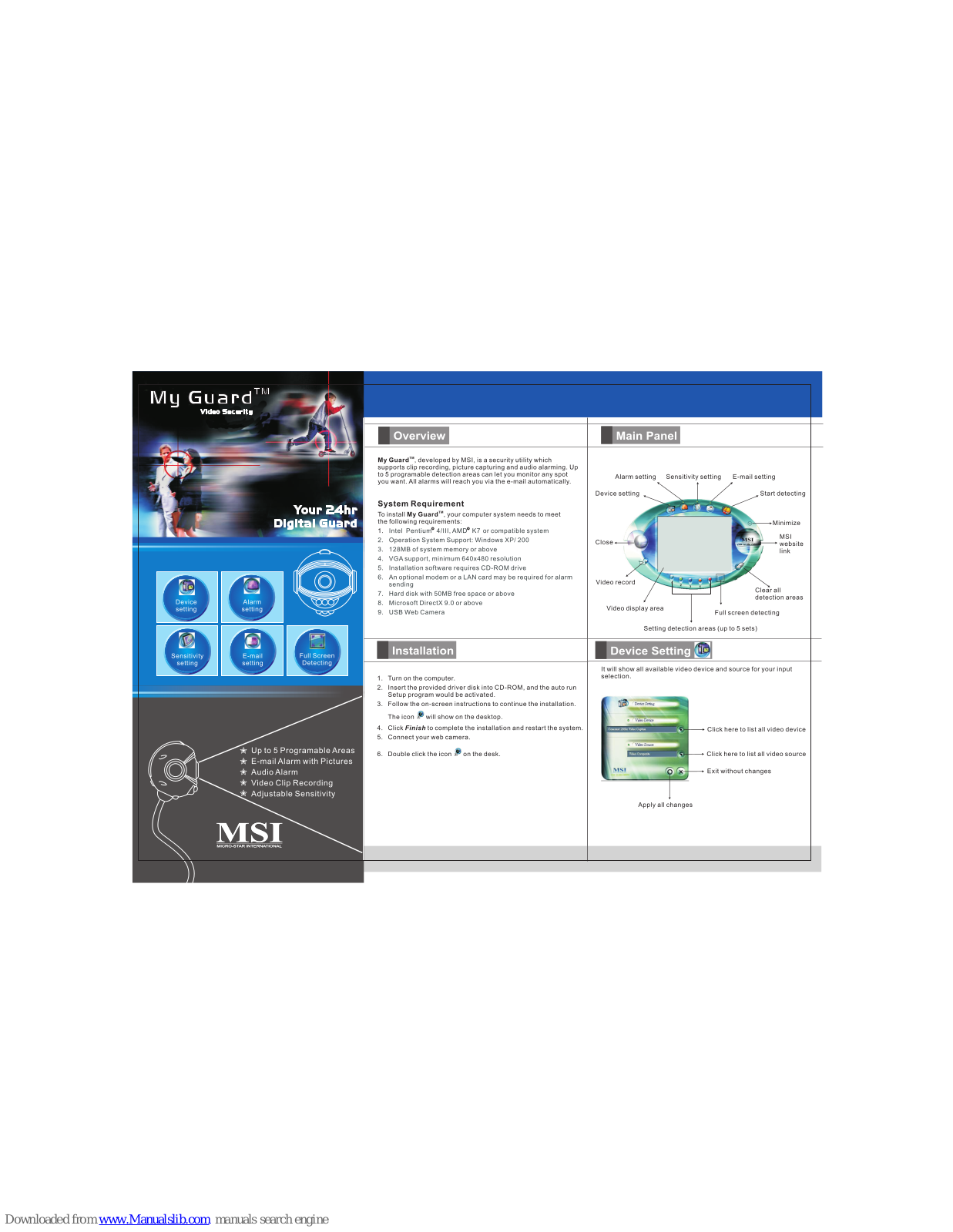 MSI StarCam mini, My Guard User Manual