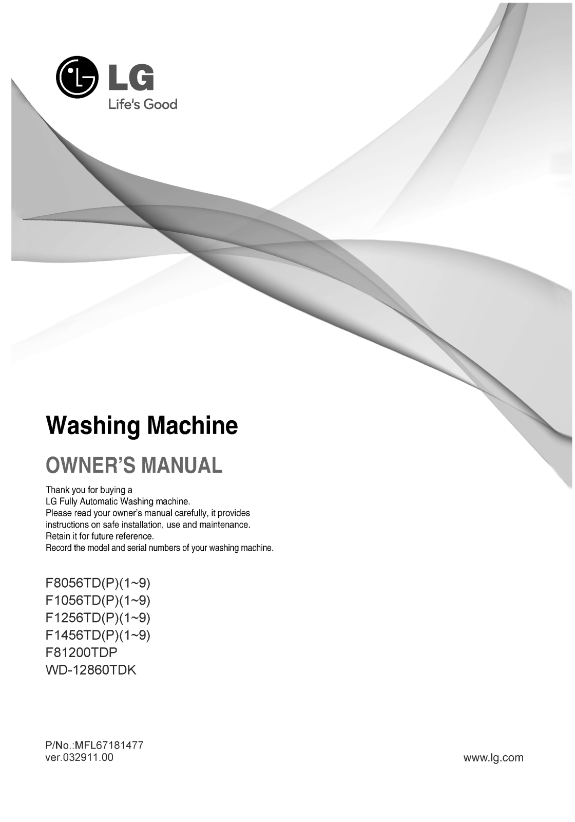 LG F81200TDP Owner's Manual