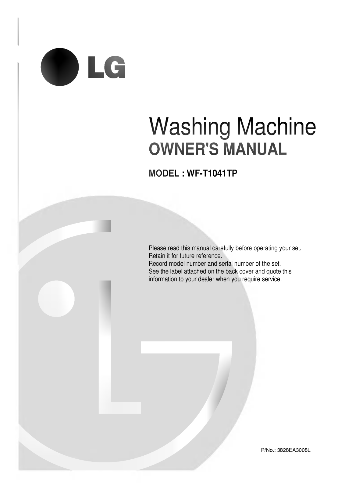 LG WF-T1041TP Owner's Manual