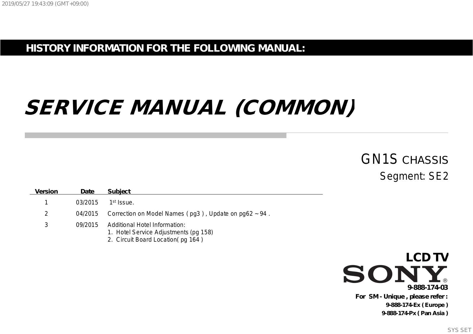 Sony GN1S-SE2 Schematic