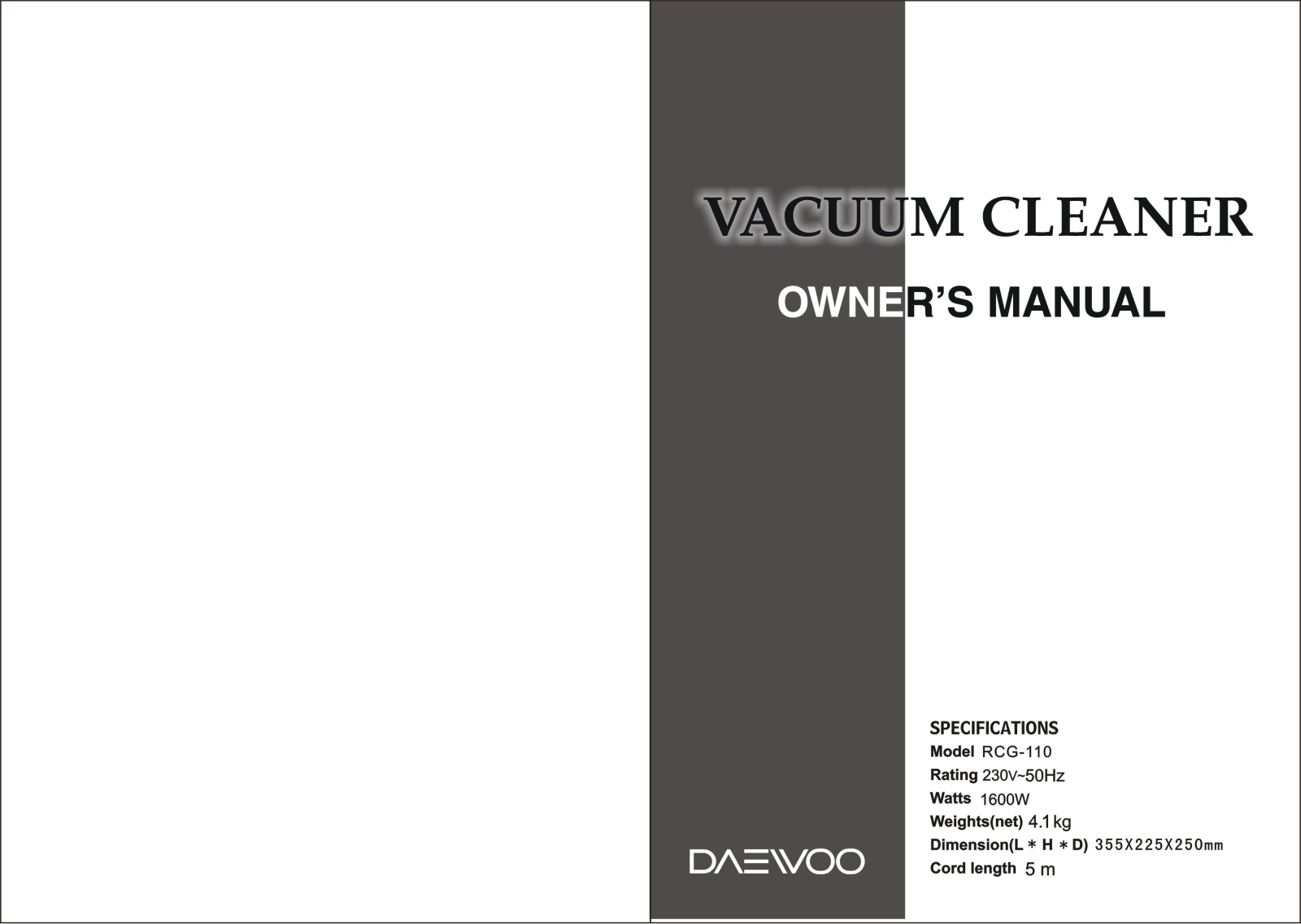 Daewoo RCG-110 User Manual