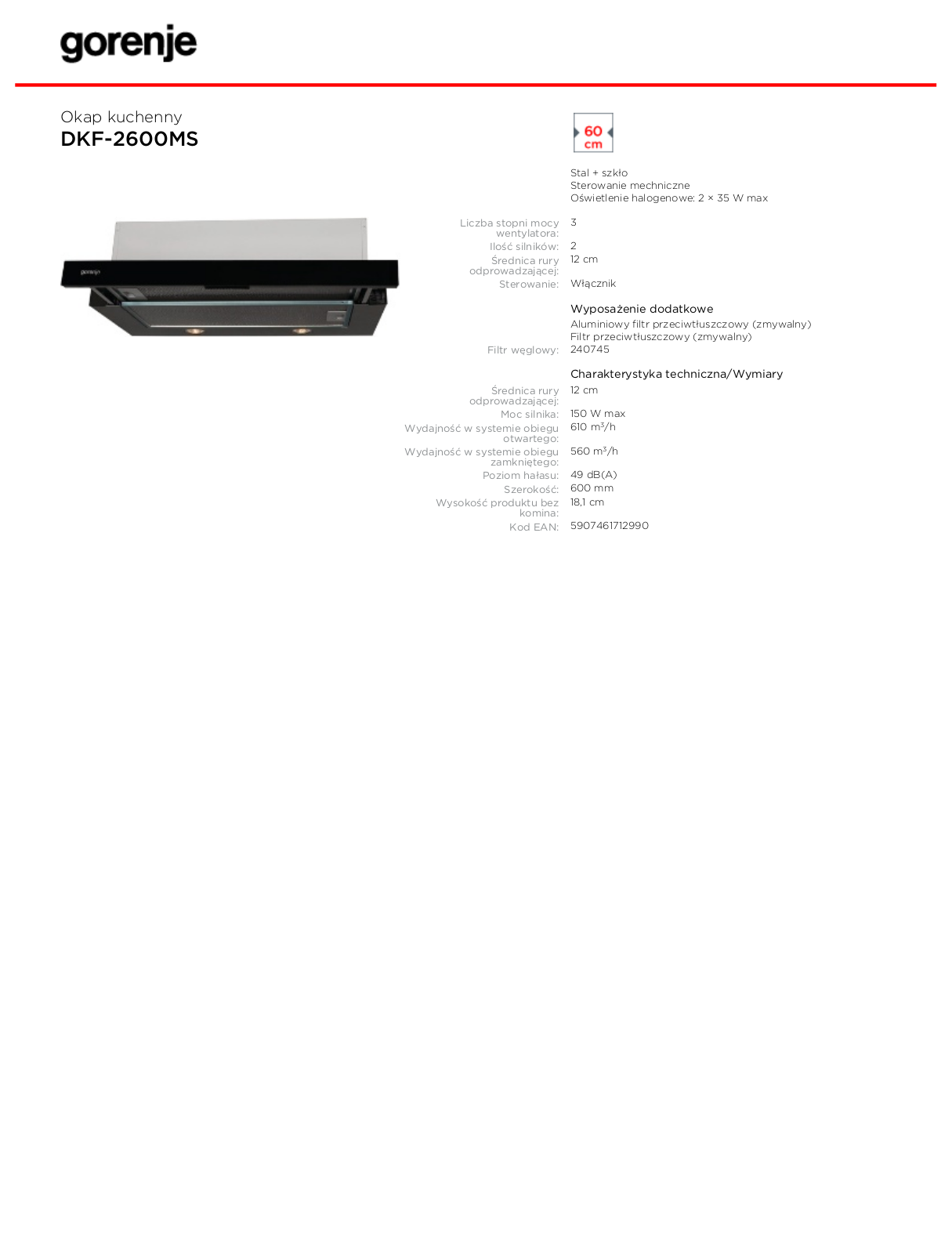 Gorenje DKF-2600MS DATASHEET