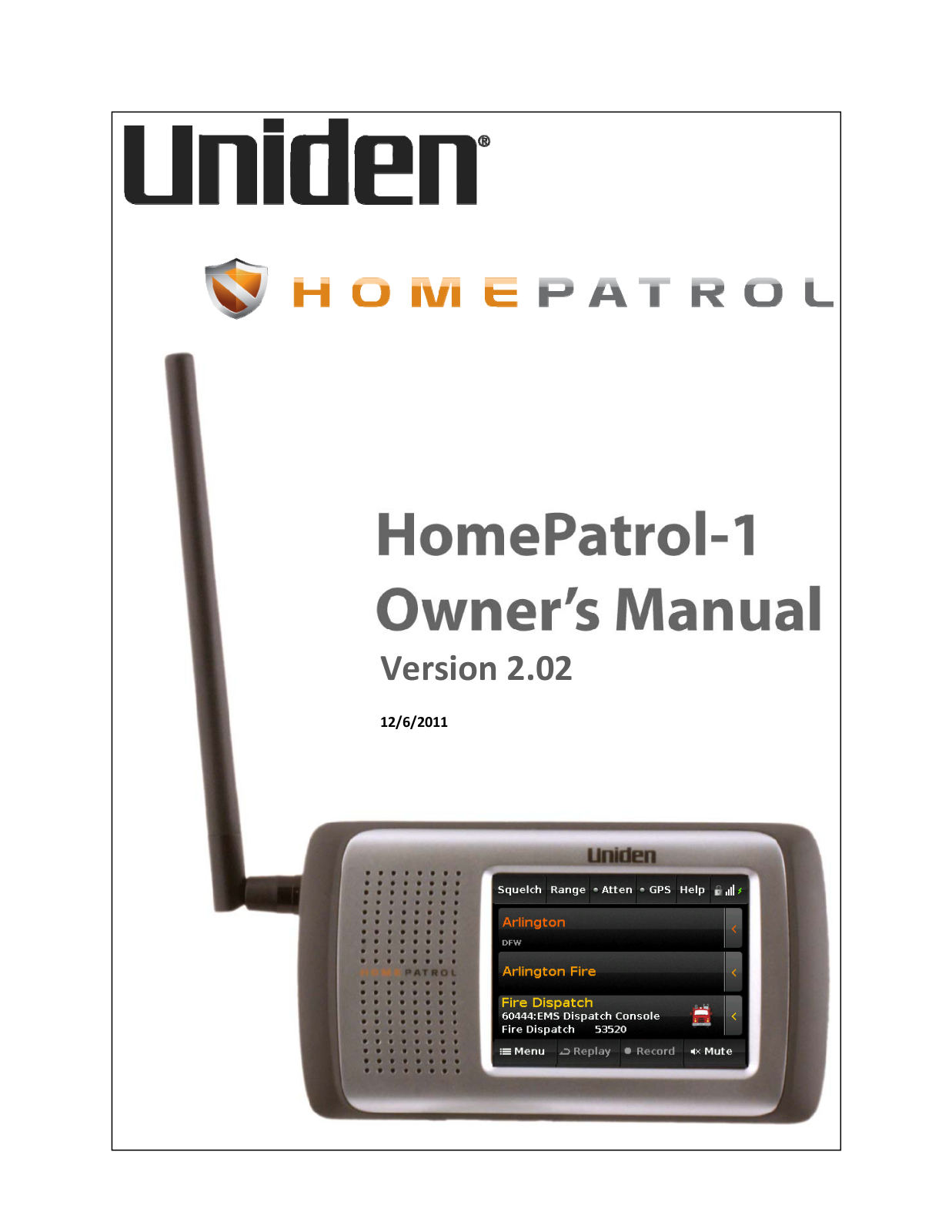 Uniden HOMEPATROL-1 Owner's Manual