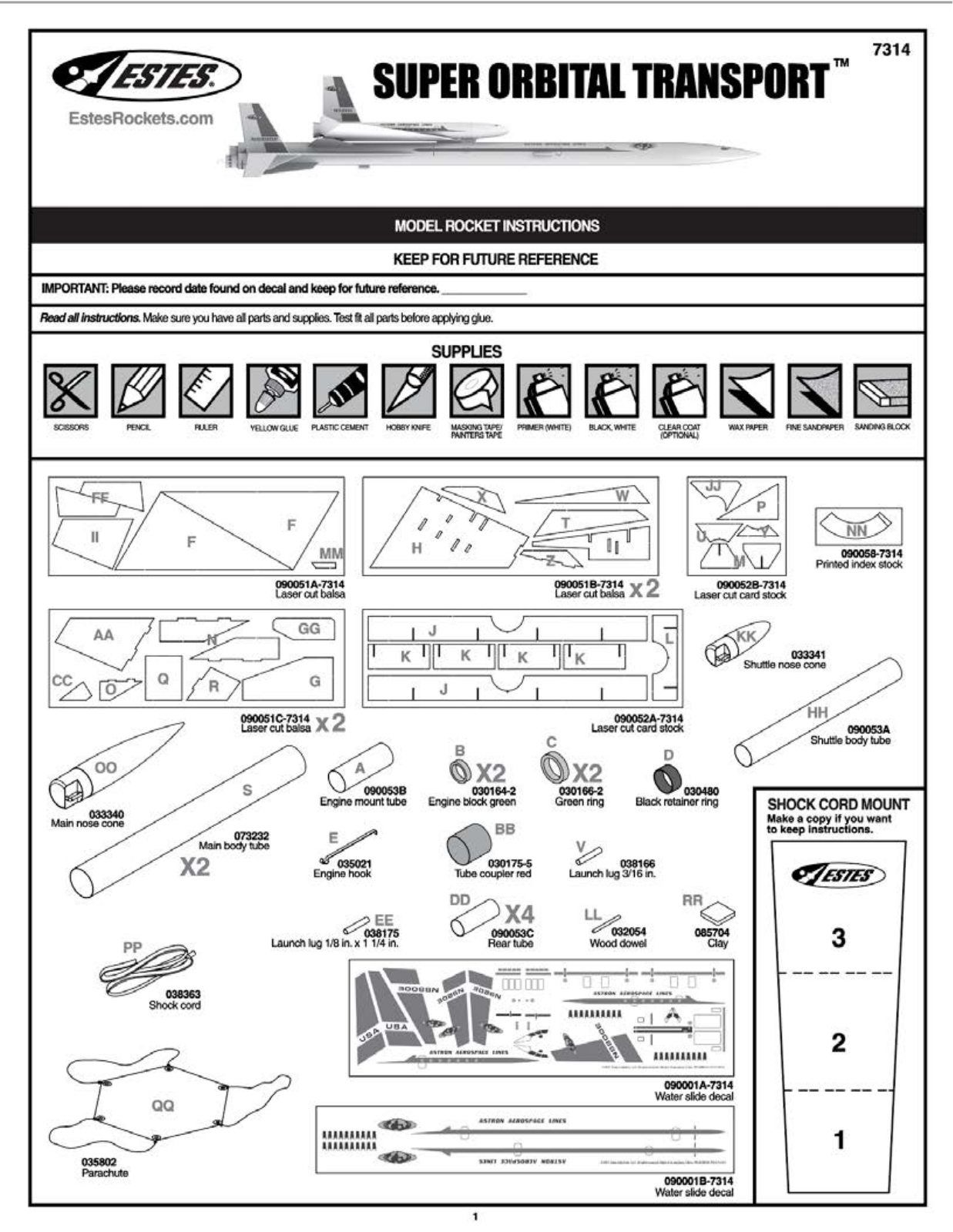 Estes Super Orbital Transport, 7314 User guide - ManualMachine.com