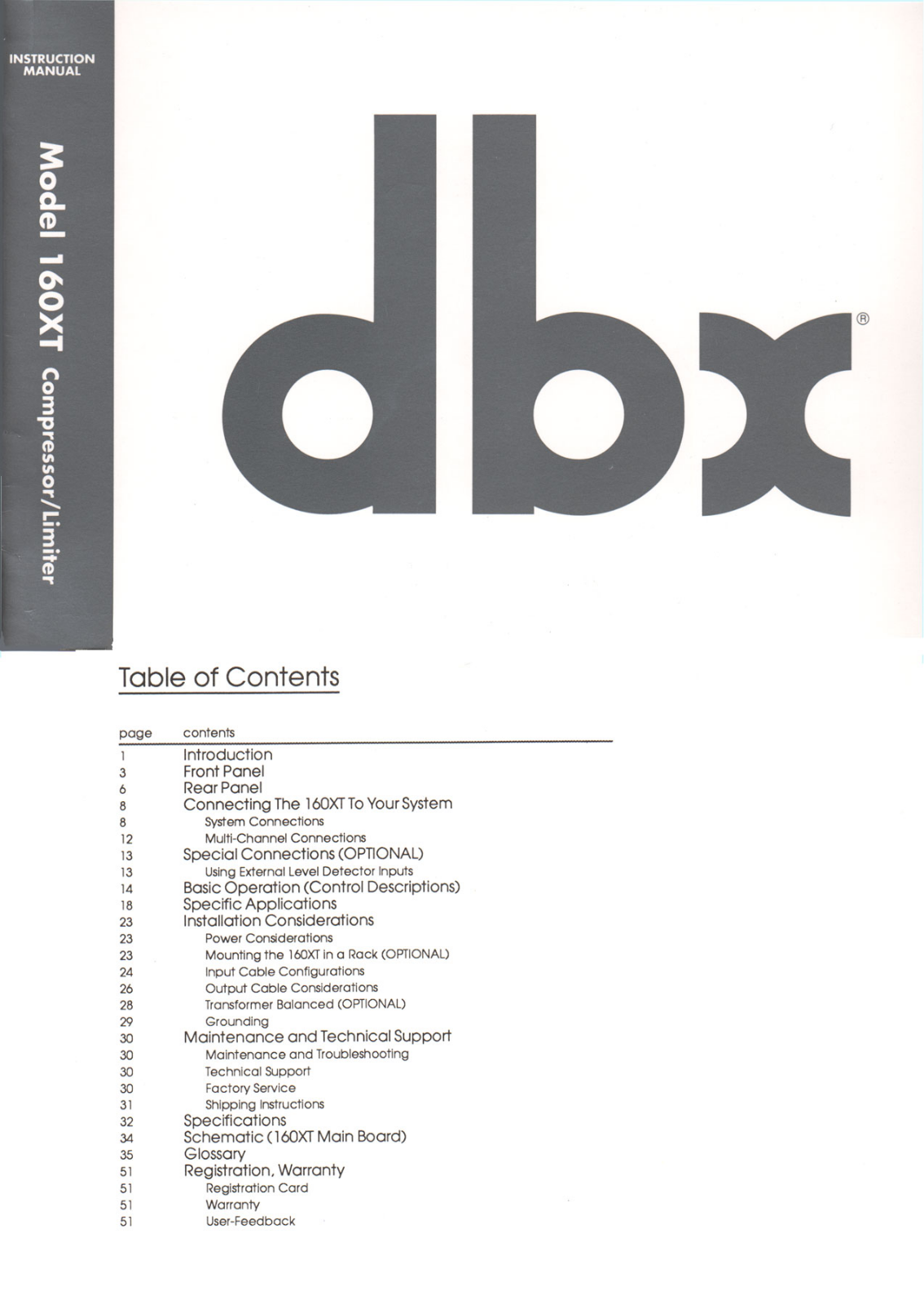 dbx 160XT Instruction Manual