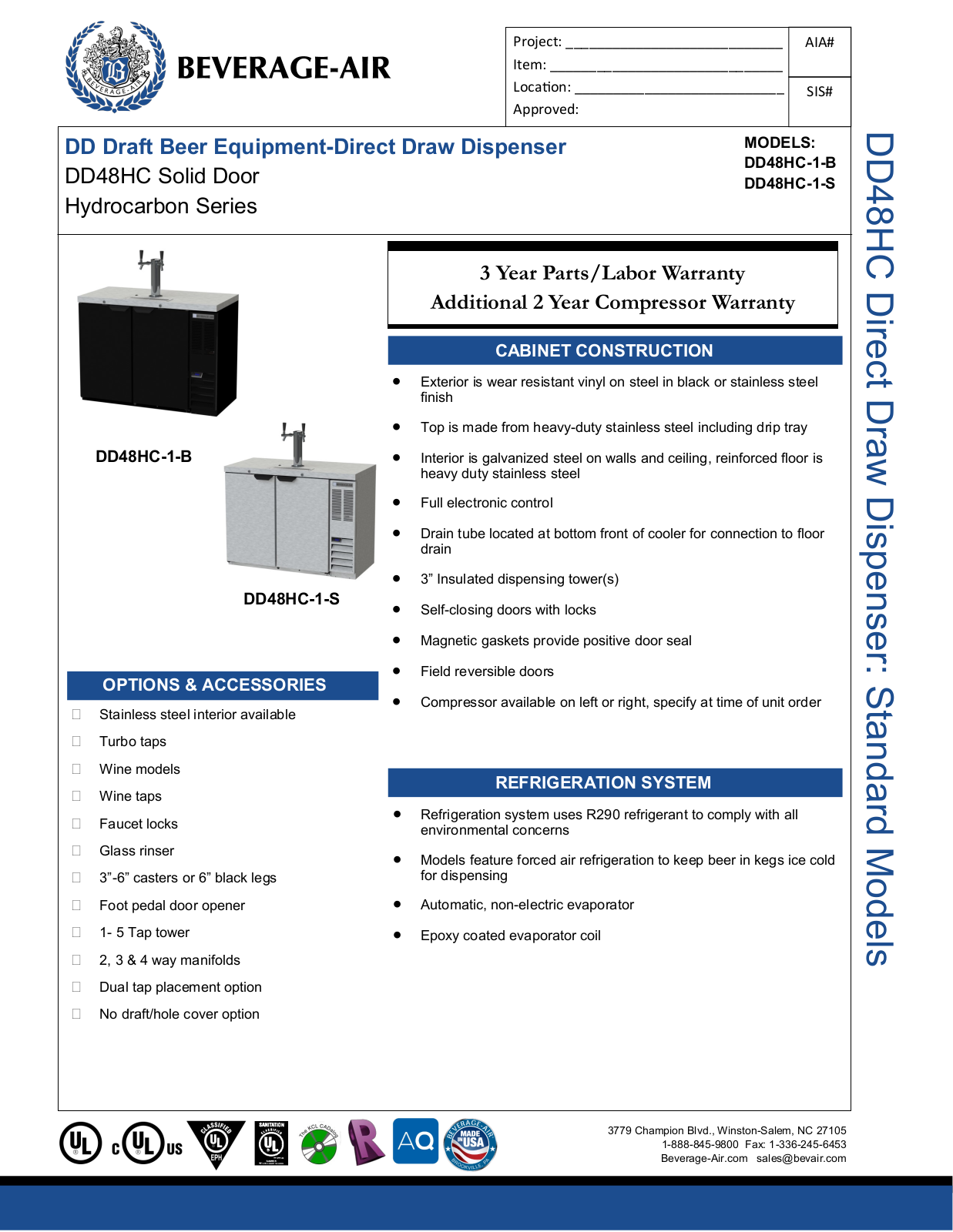 Beverage-Air DD48HC1S Specifications