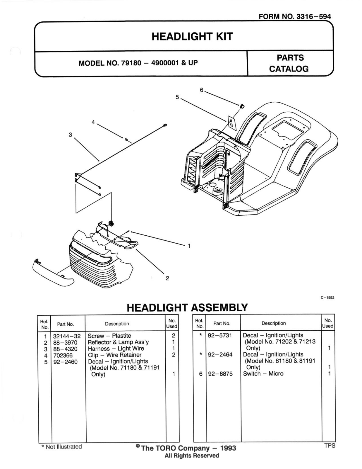 Toro 79180 Parts Catalogue