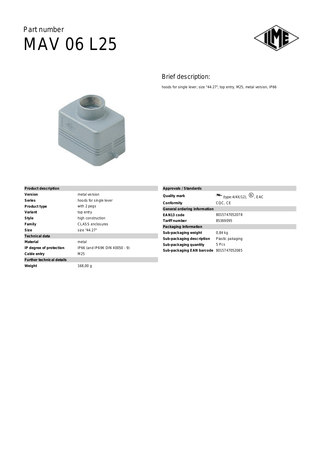 ILME MAV-06L25 Data Sheet