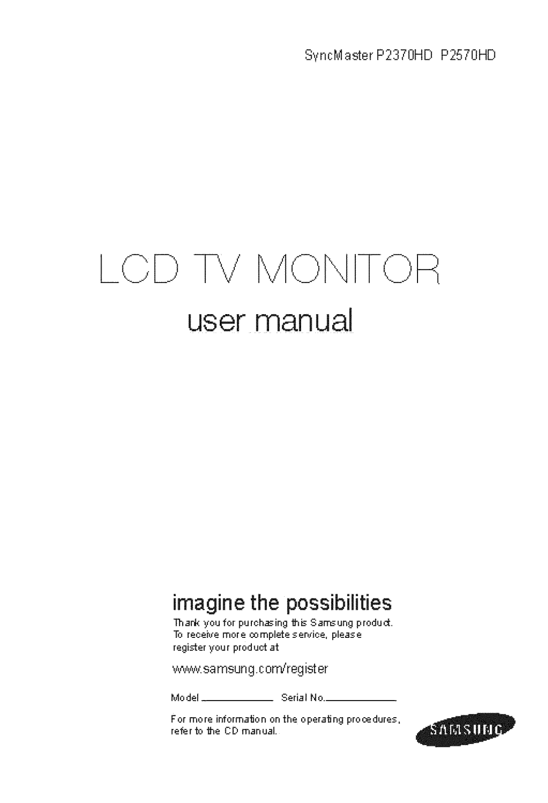 Samsung P2370HD Owner’s Manual