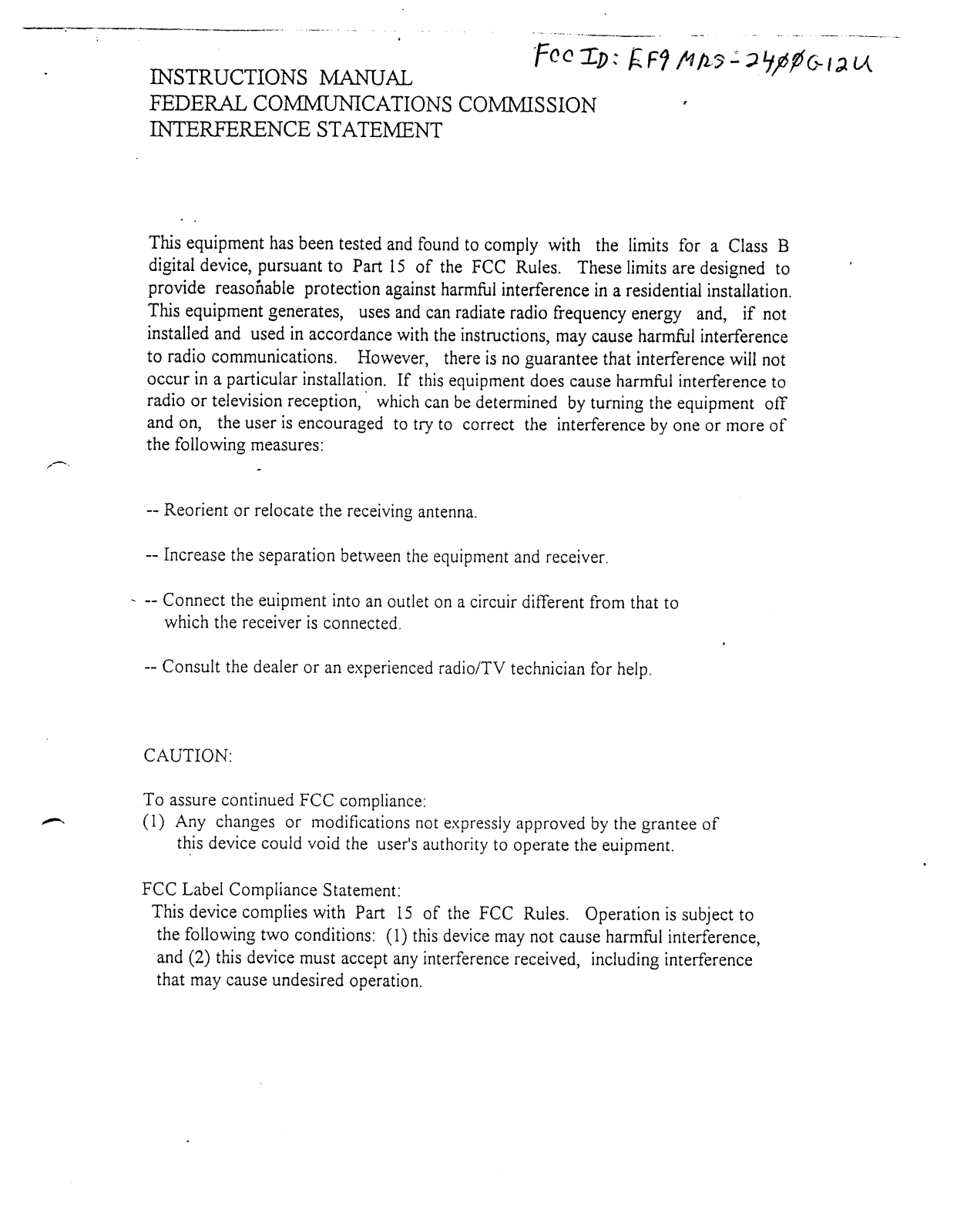 Microtek MRS 2400G12U User Manual