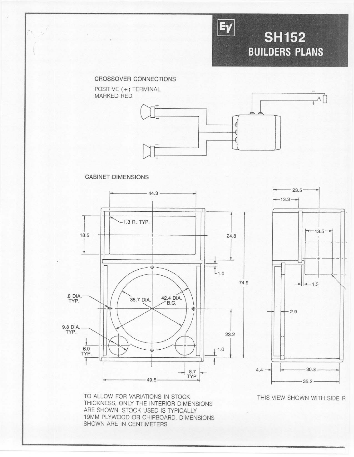 Electro-voice SH152 BUILDERS PLANS User Manual