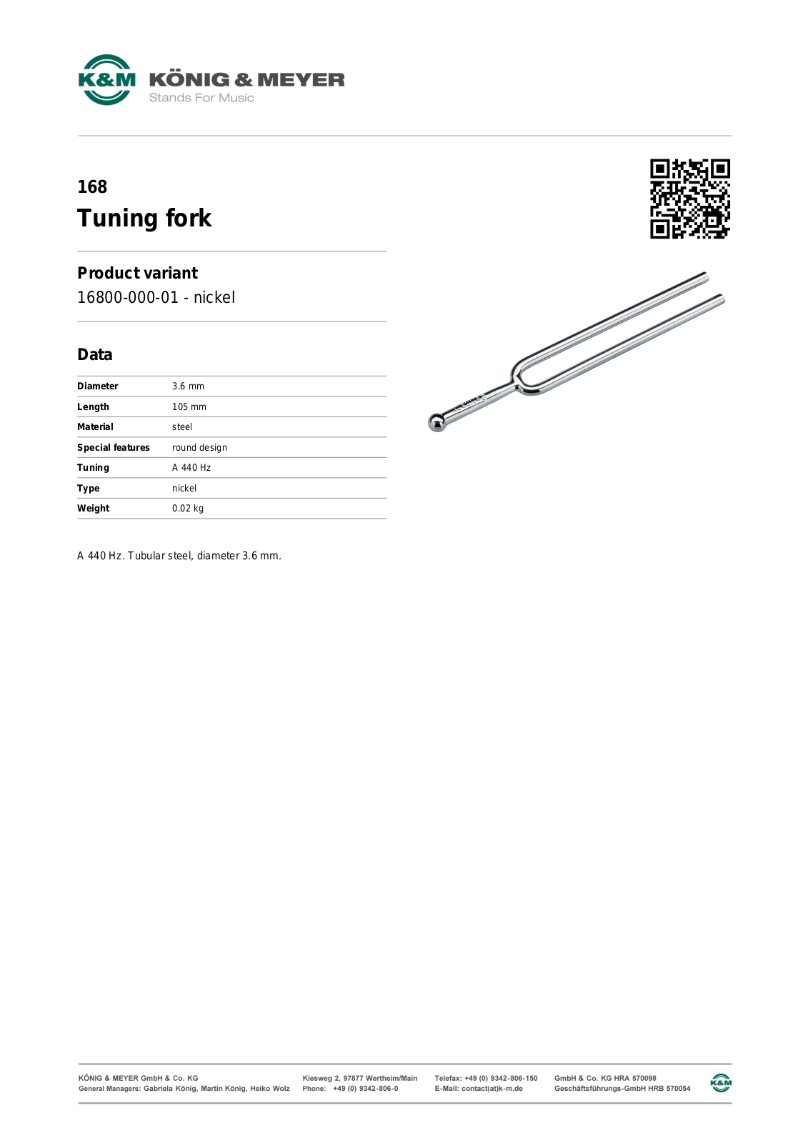 Konig & Meyer 168 Specification