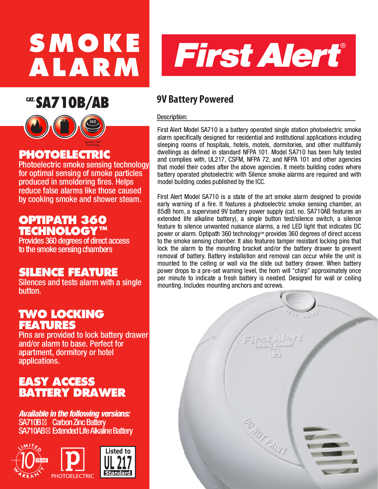 First Alert SA710B User Manual