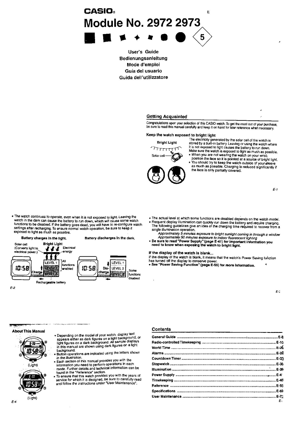 Casio QW-2972 User Manual