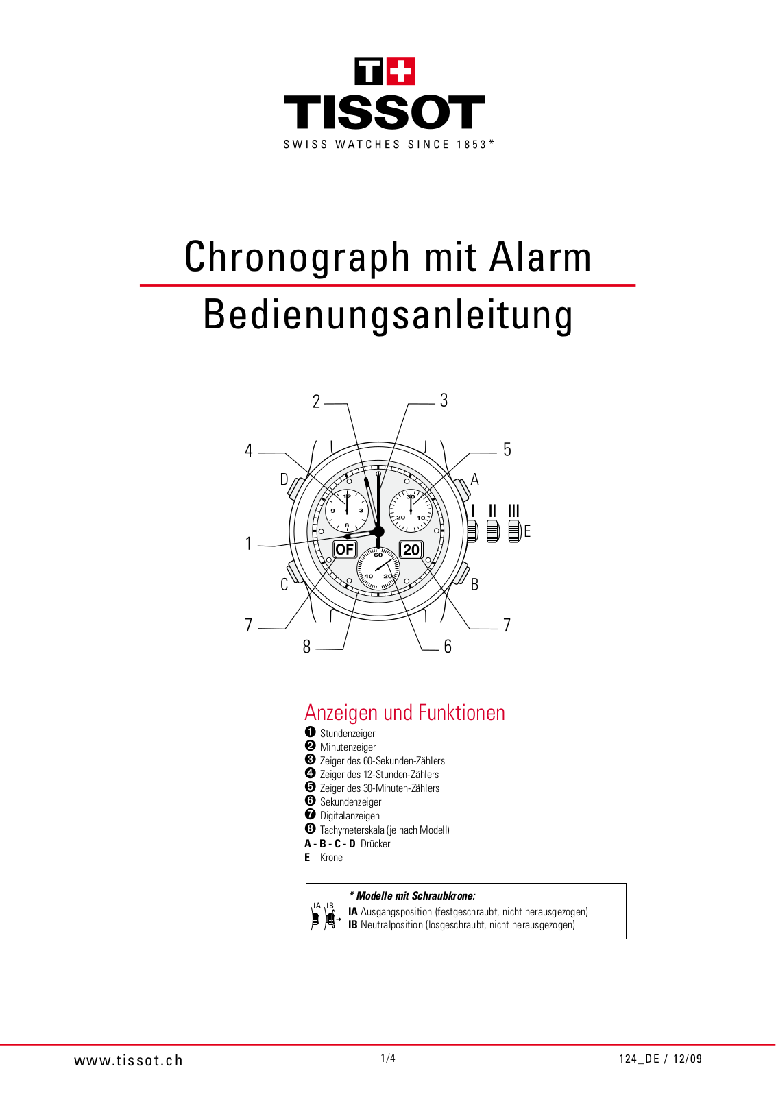 Tissot 124 User Manual