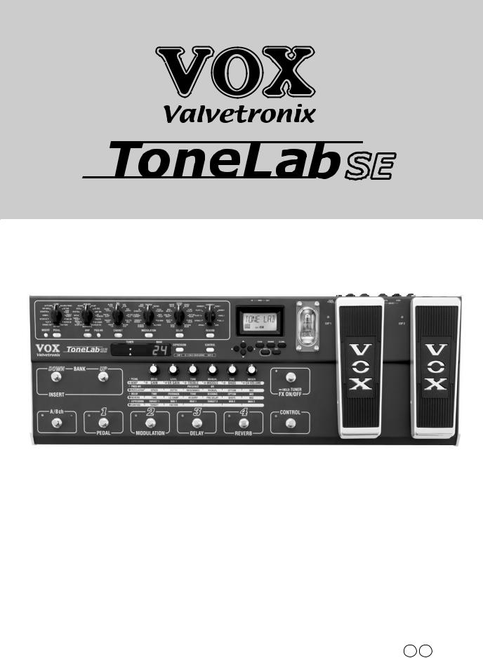 Vox Tonelab SE Owner`s Manual