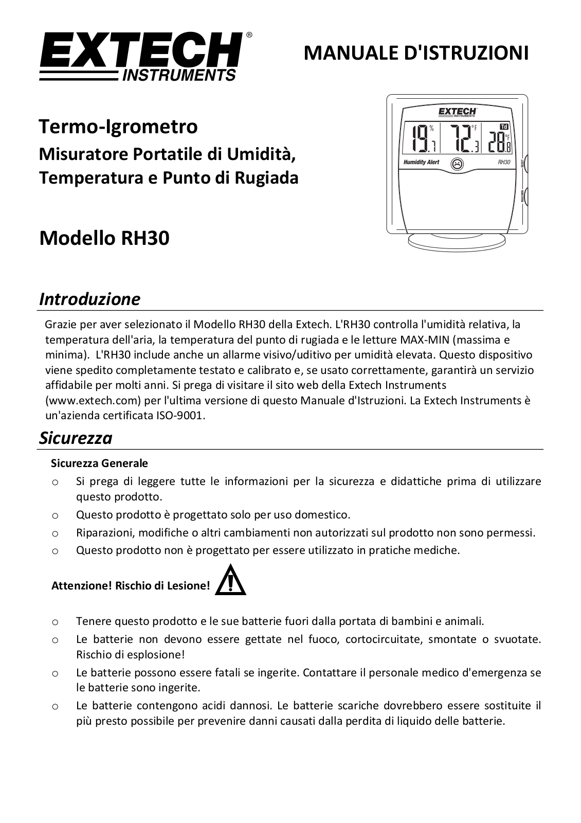 Extech RH30 User guide