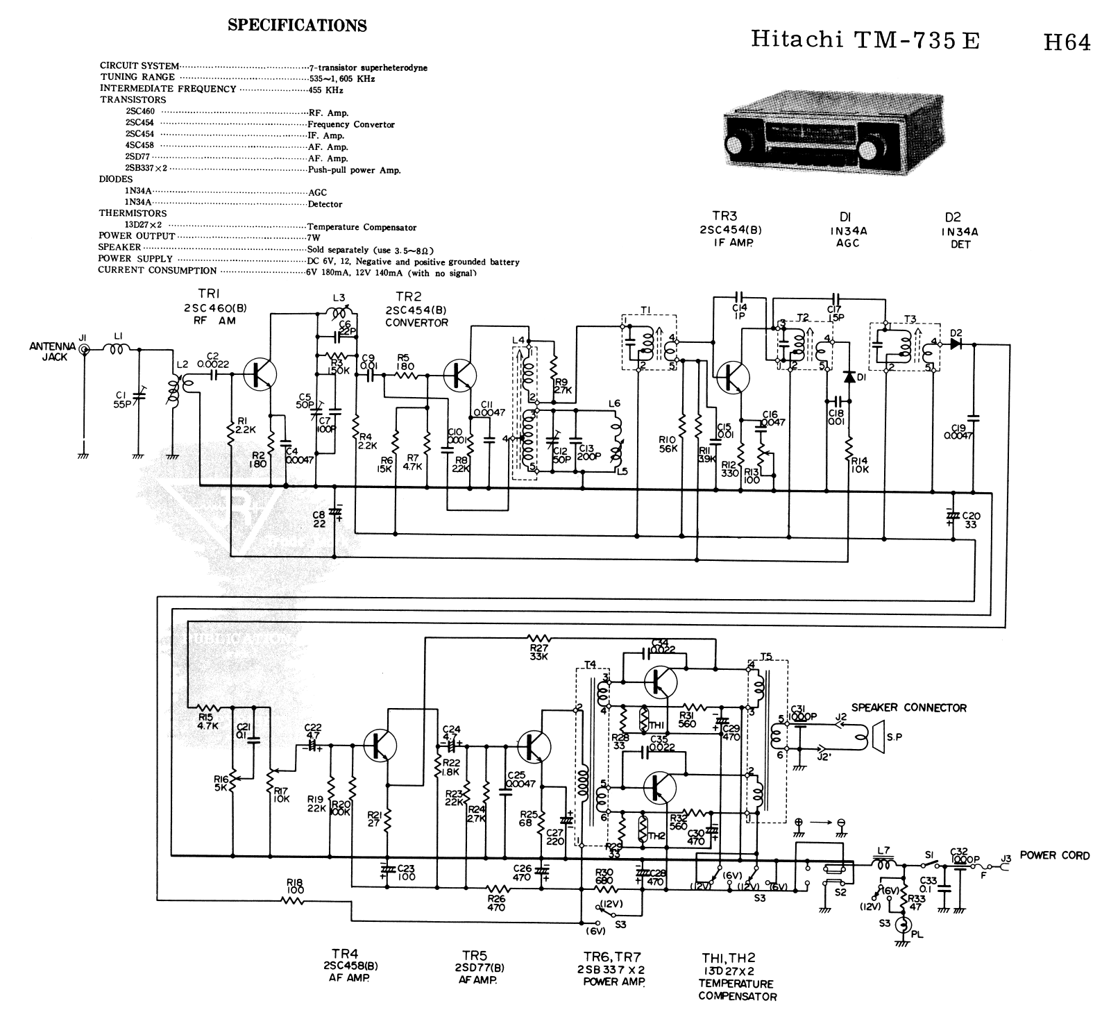 Hitachi TM-735E Cirquit Diagram