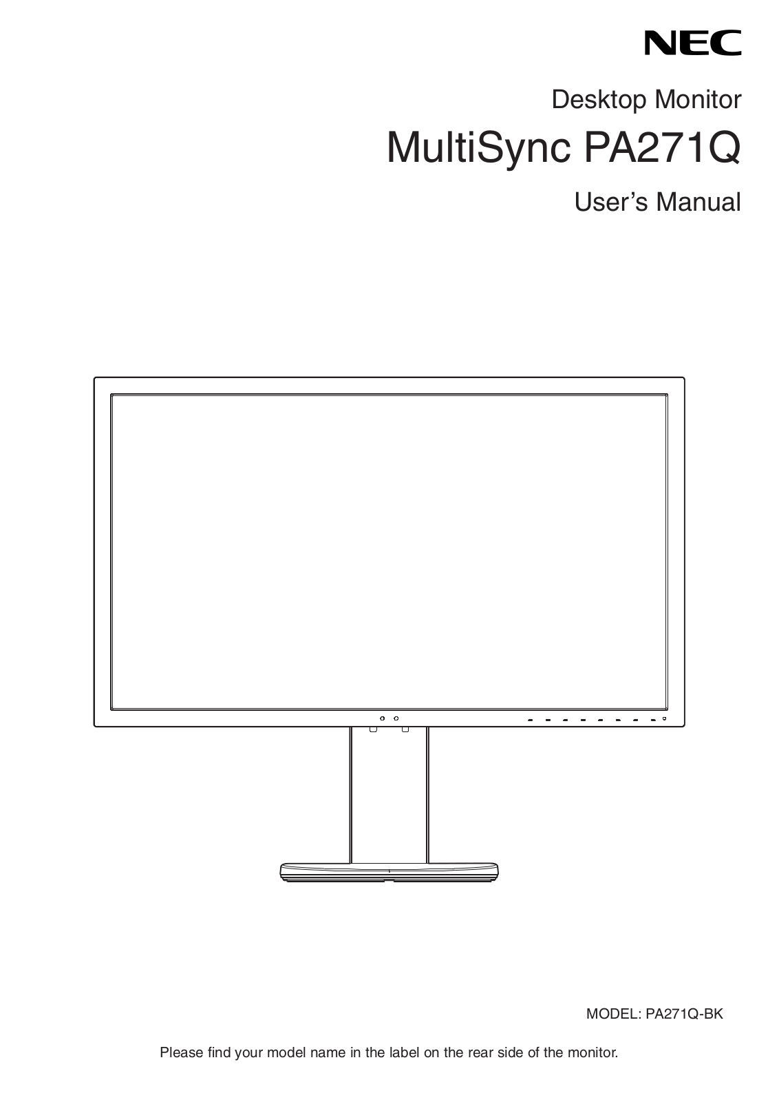 NEC PA271Q-BK User Manual