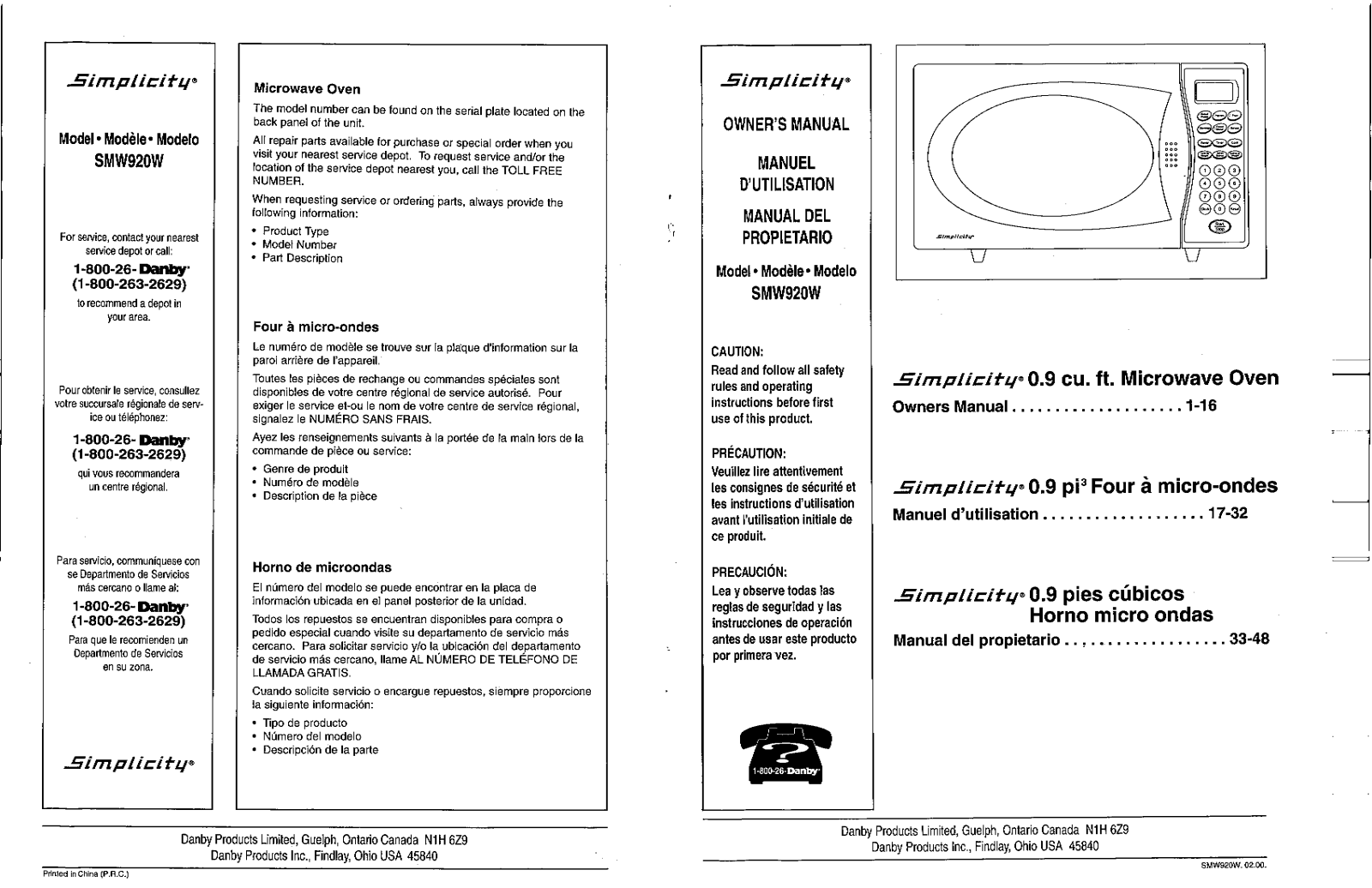 Danby SMW920W User Manual