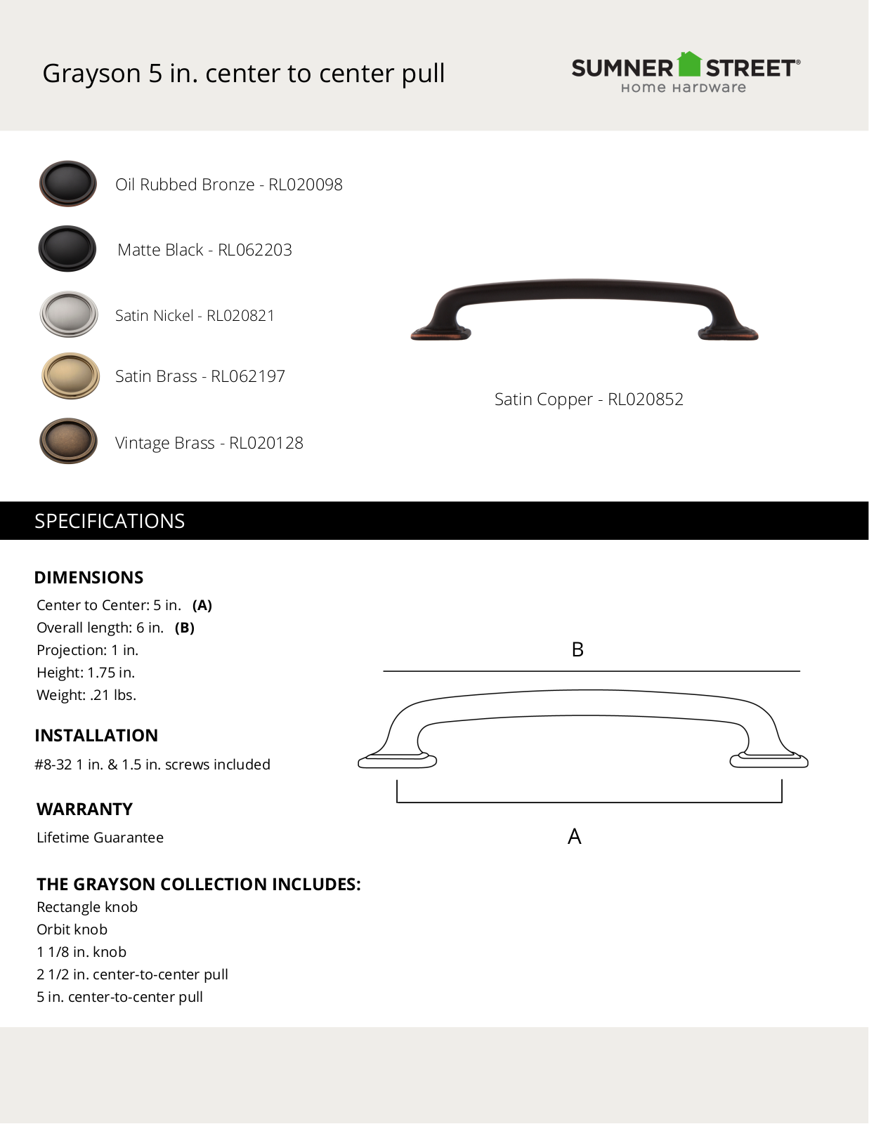 Sumner Street Home Hardware CTHD1068 Specifications - ManualMachine.com
