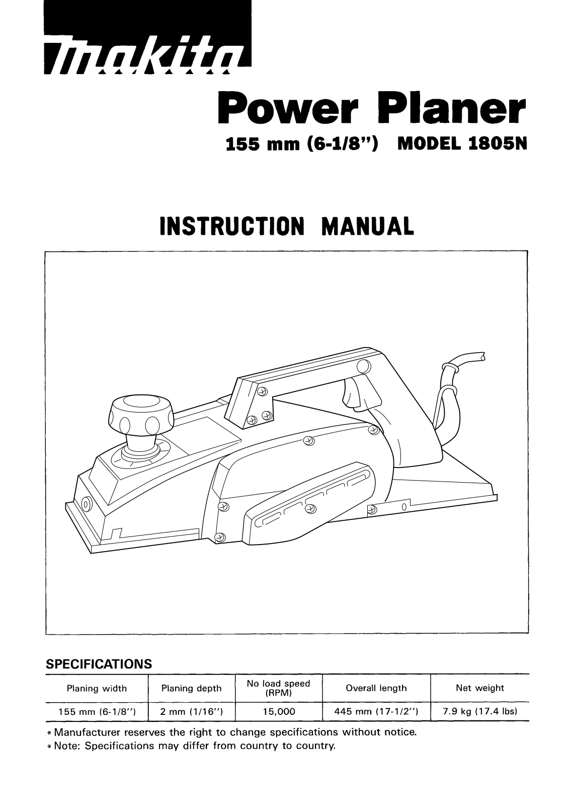 Makita 1805N User Manual