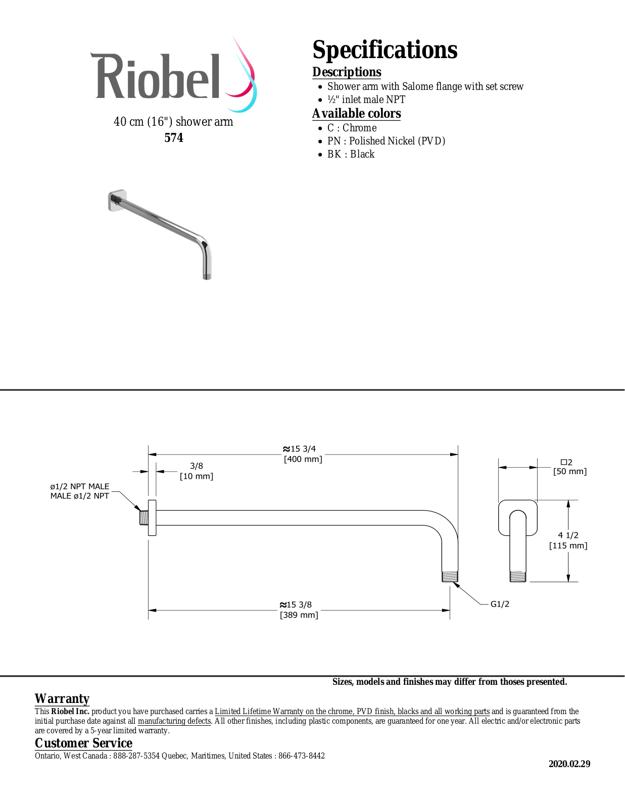 Riobel 574PN Specifications - ManualMachine.com