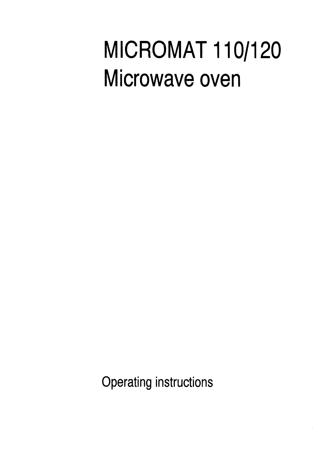 AEG Micromat 120 W, Micromat 120 D User Manual