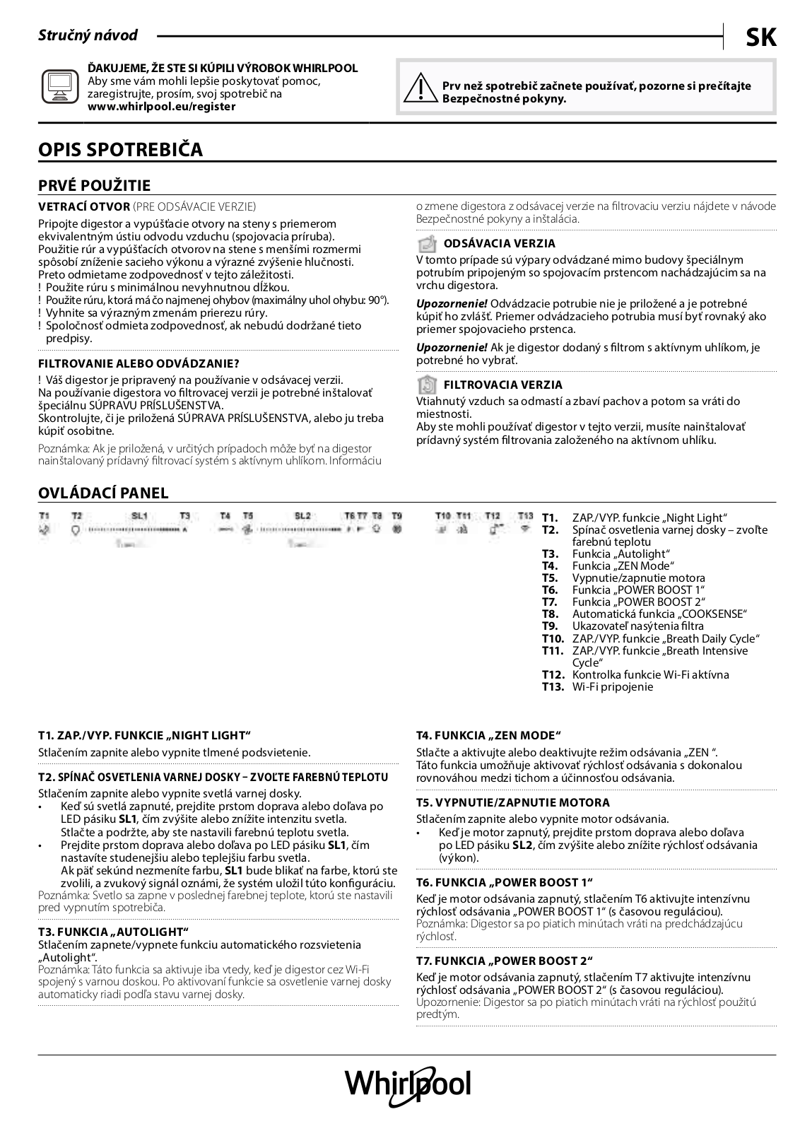 WHIRLPOOL WHSS 90F L T C K Daily Reference Guide