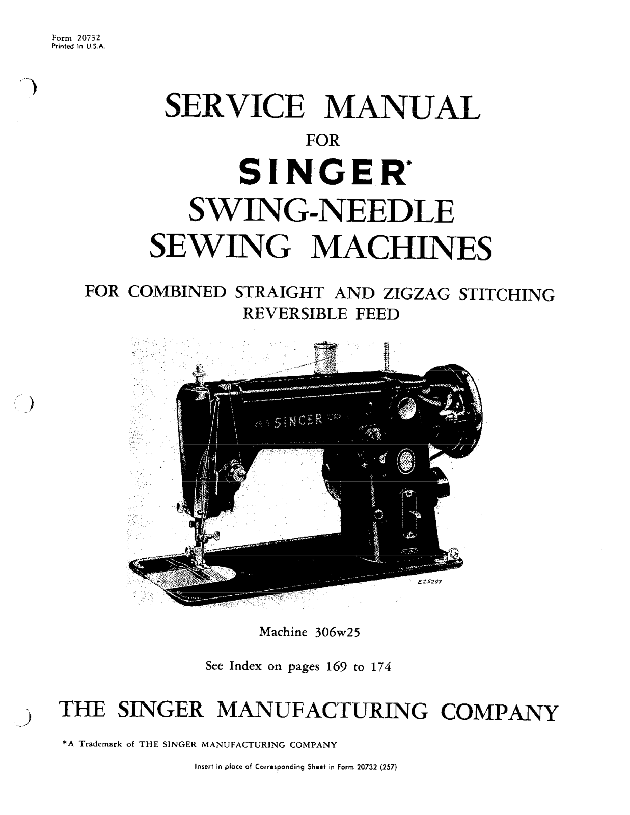 Singer 306W25 Service Manual