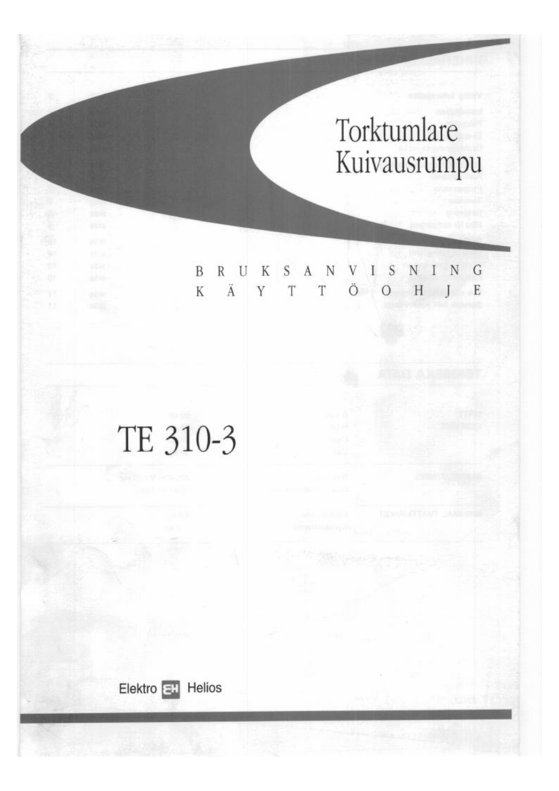 Elektro helios TE310-3 User Manual