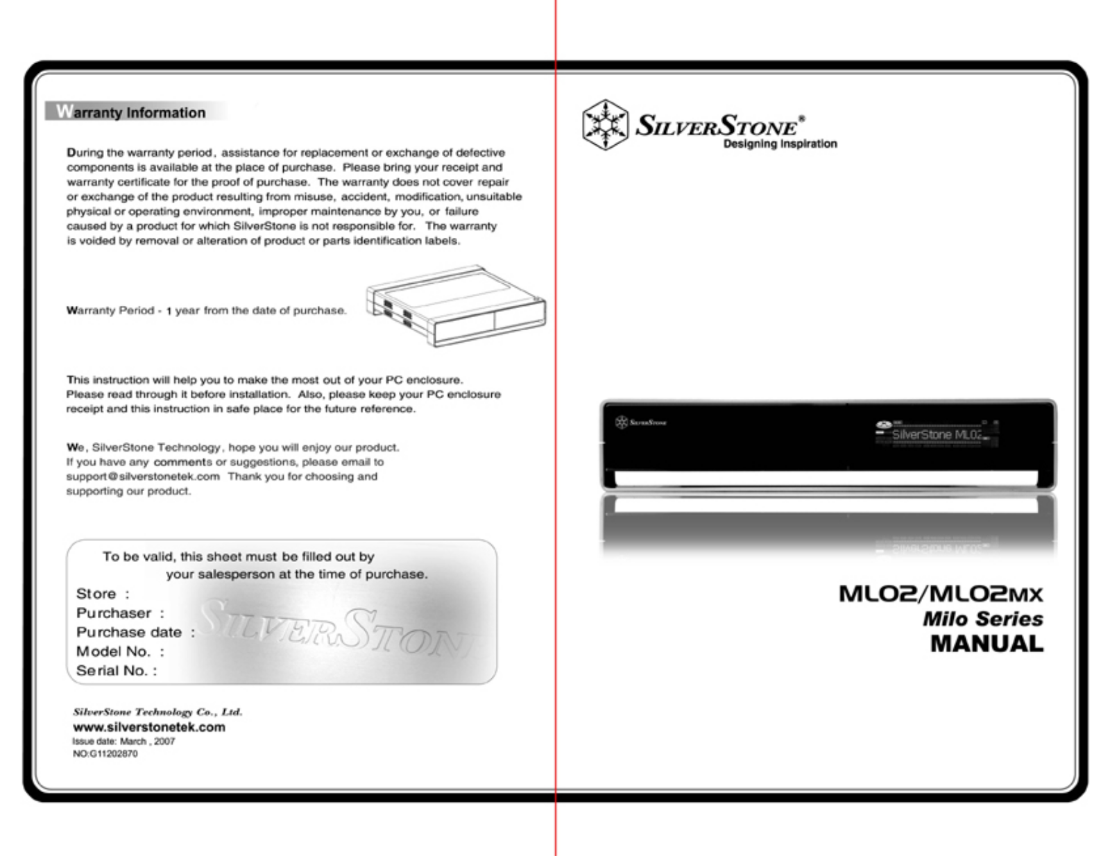 Silverstone ML02MX, ML02 User Manual