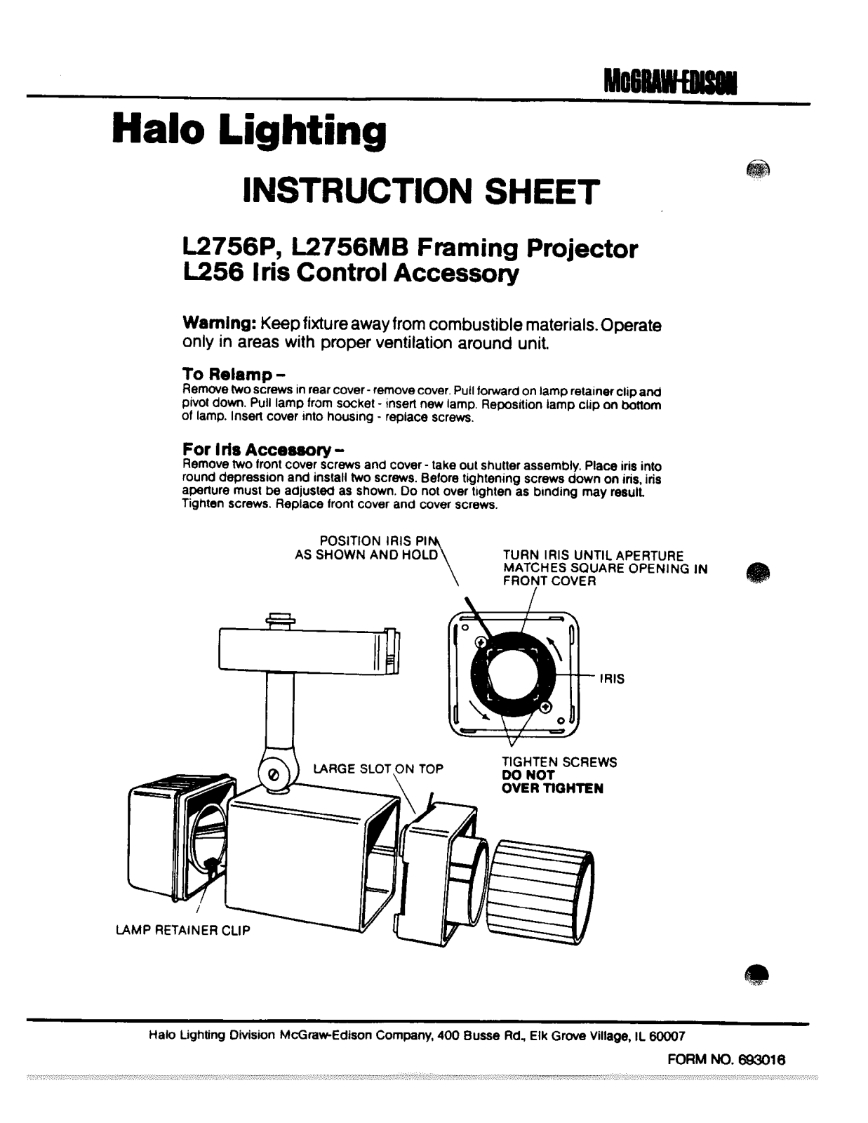 Halo Lighting System L2756MB, L2756P User Manual