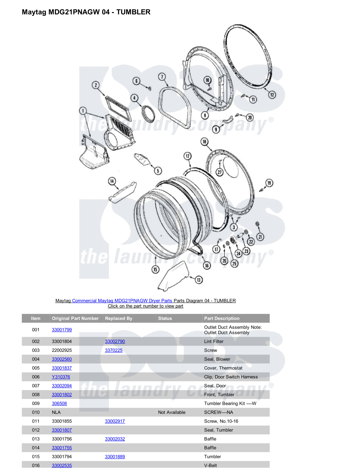 Maytag MDG21PNAGW Parts Diagram