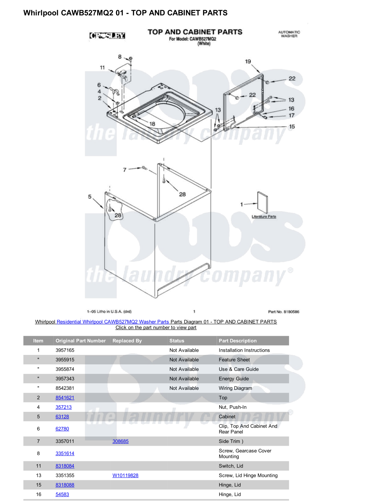 Whirlpool CAWB527MQ2 Parts Diagram