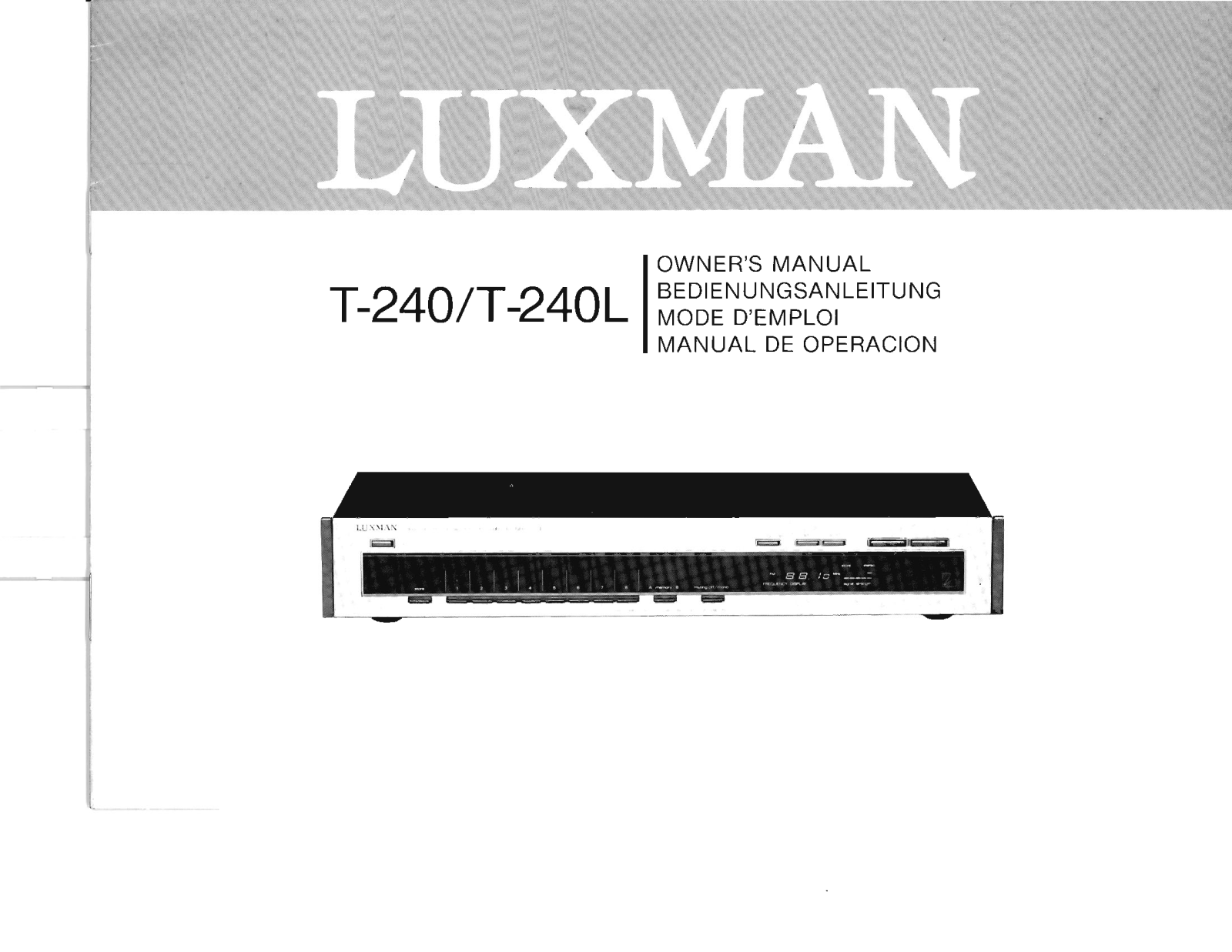 Luxman T-240 Owners Manual