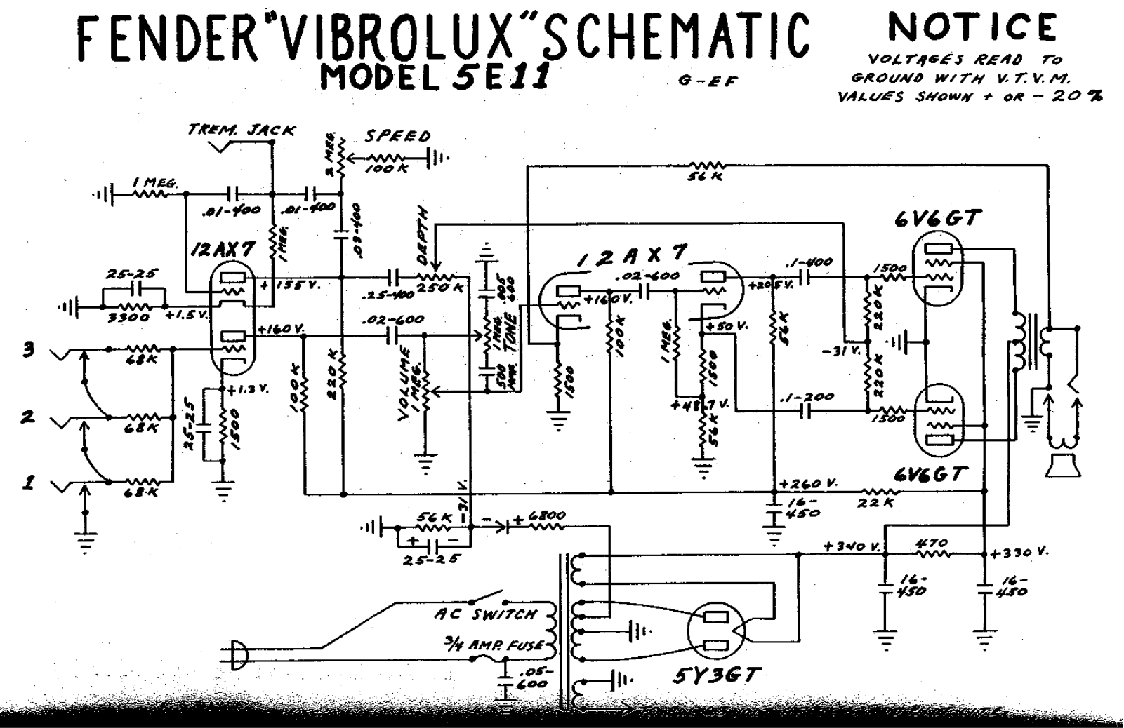 Fender Vibrolux-5E11 Schematic