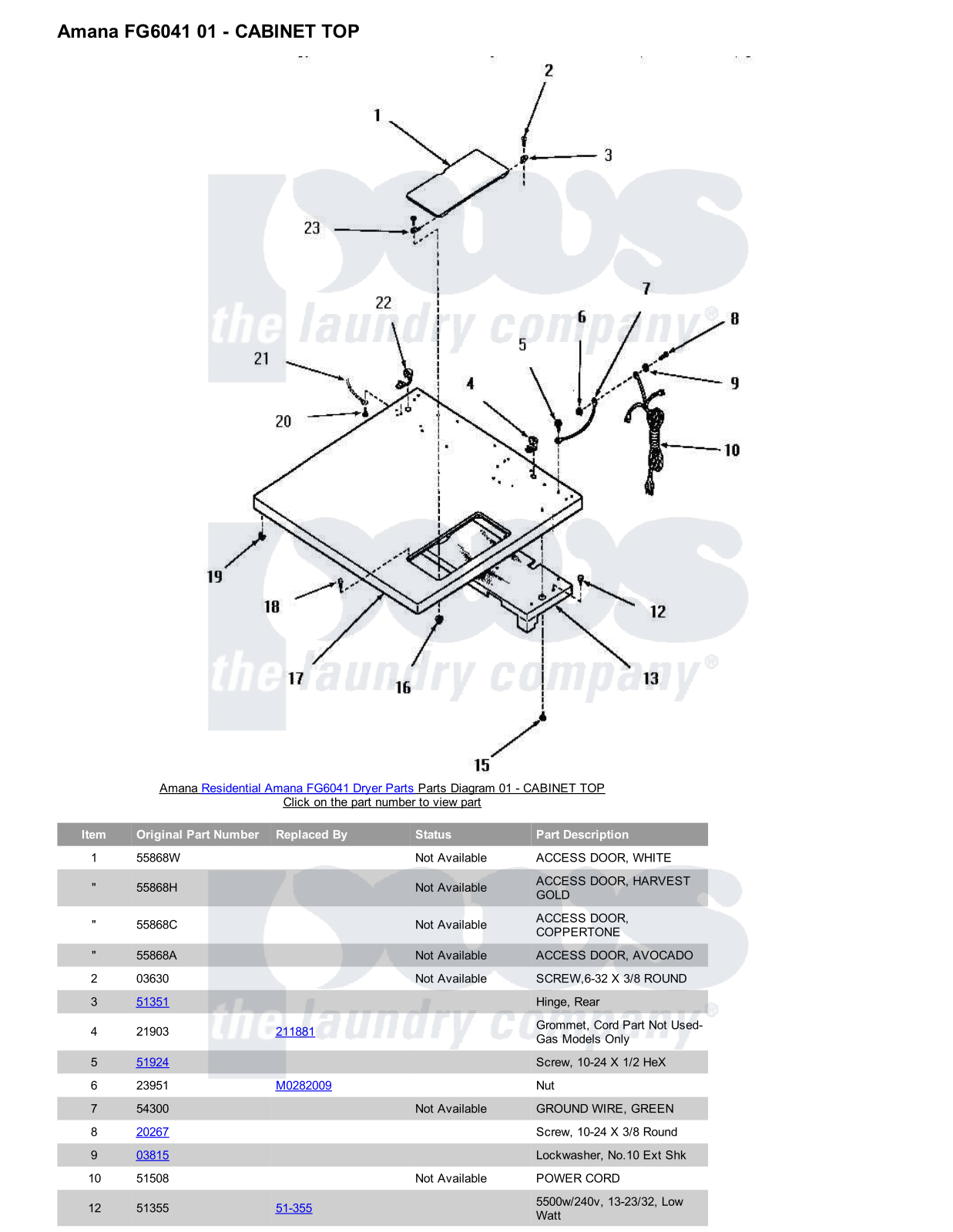 Amana FG6041 Parts Diagram