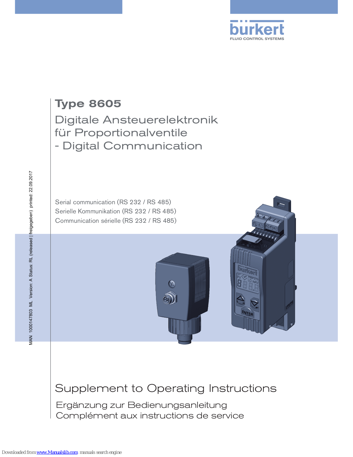 Burkert 8605 Series Operating Instructions Manual