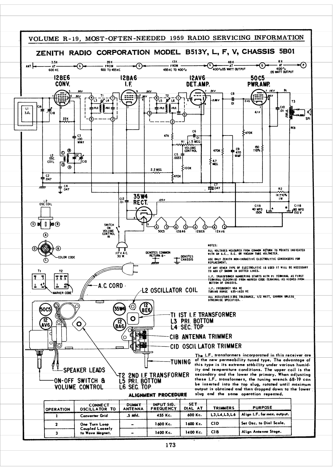 Zenith B513Y-L-F-V Schematic