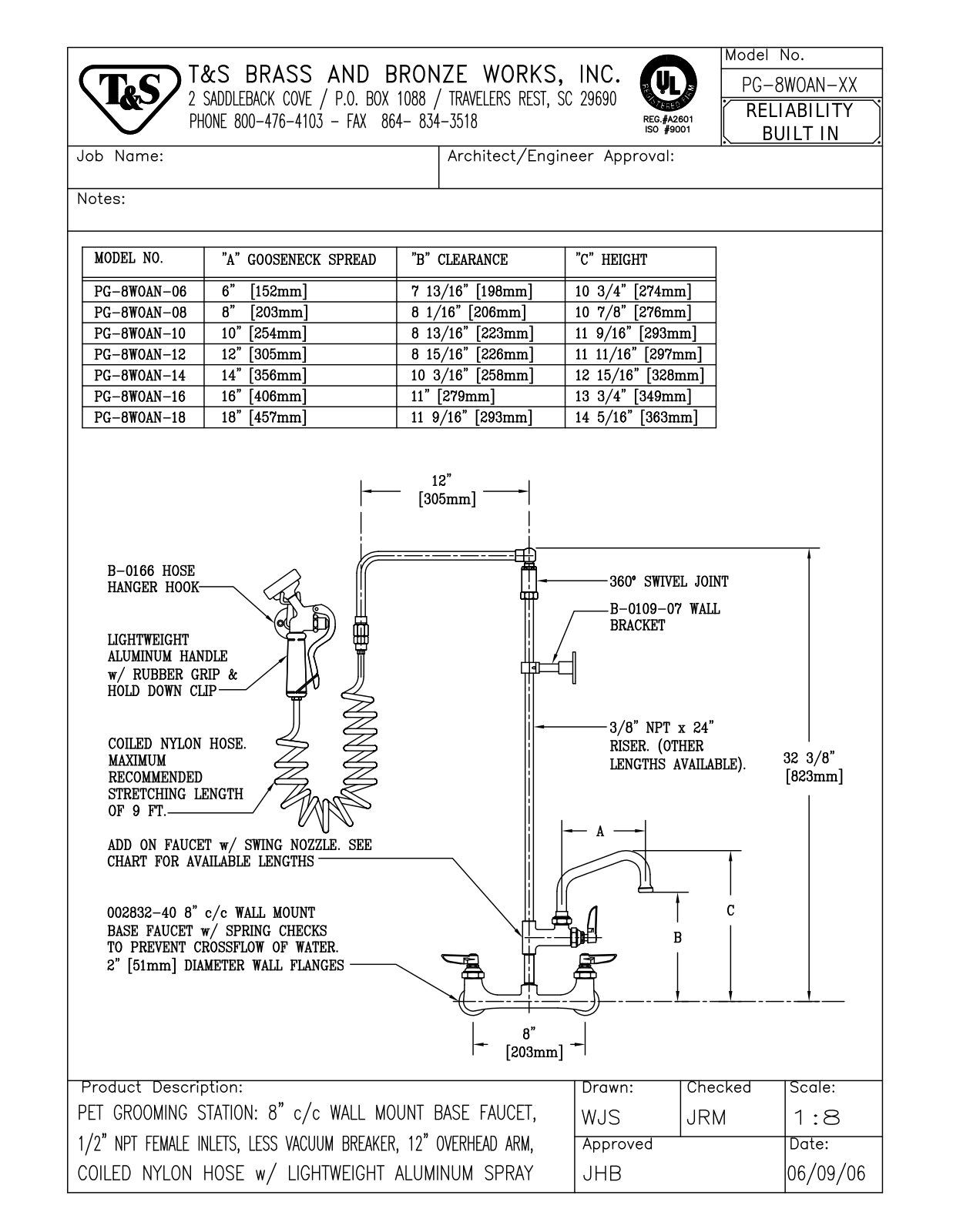 T&S Brass PG-8WOAN-06 User Manual