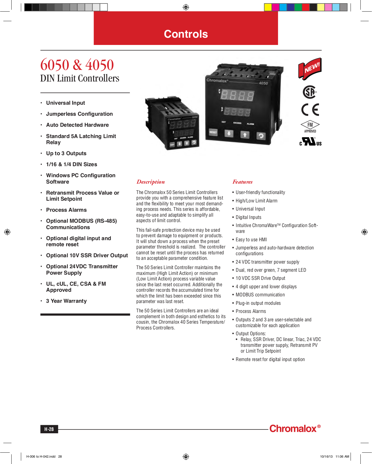 Chromalox 6050, 4050 Catalog Page