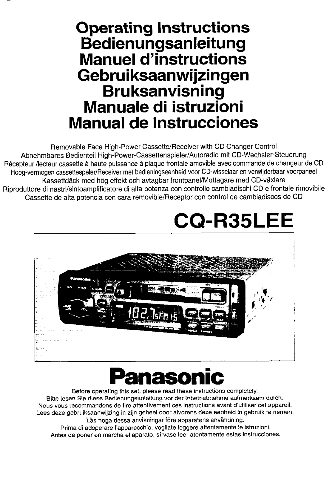 Panasonic CQ-R35L Operating Instructions